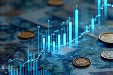 Graphiques financiers et pièces de monnaie, symbolisant la croissance du patrimoine.